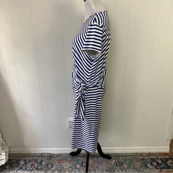 J MCLAUGHLIN Cap Sleeve Elora Dress Size XL White Navy  Blue Catalina Cloth - Picture 6 of 15